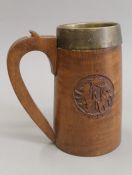 A treen carved tankard