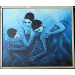 FRANK PETHICA, Danse Blue, oil on canvas, framed. 73 x 62 cm.