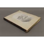 A Victorian album of pencil sketches and pen ink drawings. 26 cm wide.