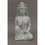 A large Chinese blanc de chine model of Guanyin. 36.5 cm high.