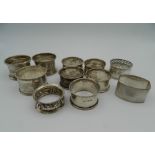 A quantity of silver napkin rings. 156.3 grammes.