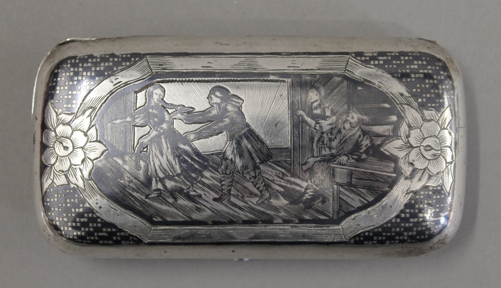 A Russian silver niello box. 10 cm wide. - Image 3 of 7