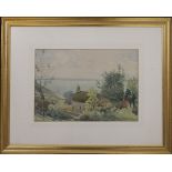 ARTHUR BRADBURY, Cottage by the Sea, watercolour, signed, framed and glazed. 34 x 24 cm.