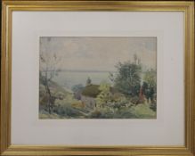 ARTHUR BRADBURY, Cottage by the Sea, watercolour, signed, framed and glazed. 34 x 24 cm.