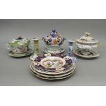 A quantity of Masons and other Ironstone ceramics, including tureens, candlesticks,