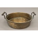 A Victorian brass preserve pan. 38.5 cm wide.