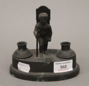 A 19th century bronze desk stand. 13 cm high.