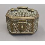 A Chinese brass cricket cage