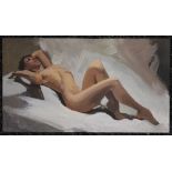 Nude Study, oil on board, unframed. 22.5 x 13 cm.