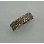 A 9 ct gold diamond set ring. Ring Size I.