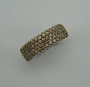 A 9 ct gold diamond set ring. Ring Size I.