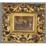 A 19th century Continental gilt framed miniature picture of a Tavern Interior Scene.