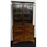 A George III mahogany secretaire bookcase. 110 cm wide.