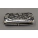 A Russian silver niello box. 10 cm wide.