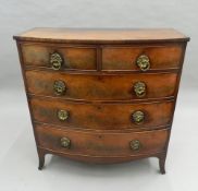 A 19th century mahogany bow front chest of drawers. 107 cm wide.