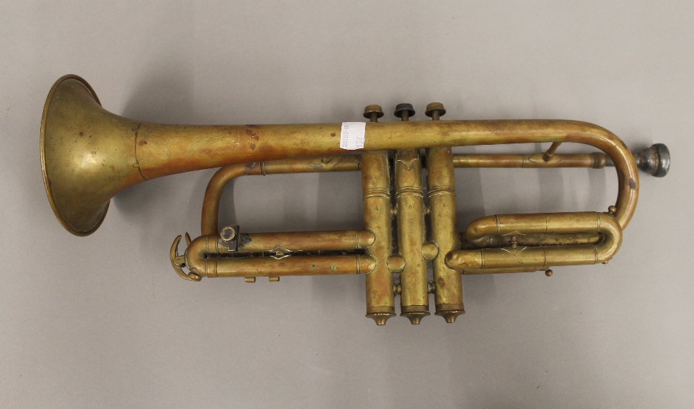 Two brass trumpets. The largest 53 cm long. - Image 8 of 12