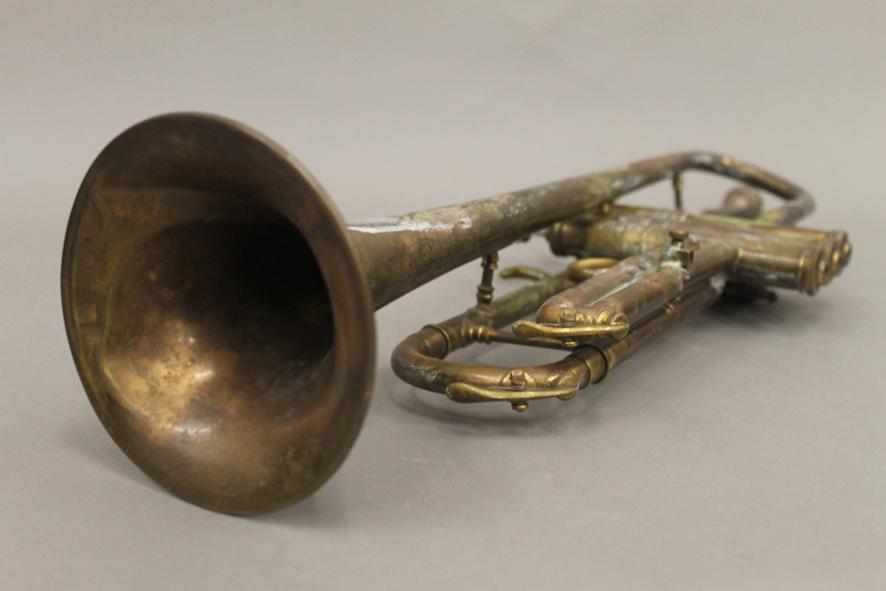 Two brass trumpets. The largest 53 cm long. - Image 7 of 12