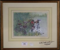 A Giles framed cartoon, signed to the margin. 21.5 x 15.5 cm.