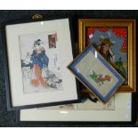 A quantity of Japanese and other Oriental pictures and prints.