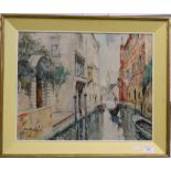 A Venetian Canal Scene, oil on canvas, indistinctly signed, possibly LINO MUZZIA, framed.