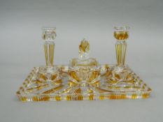 An Art Deco glass dressing set