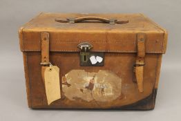 A Victorian leather hat box. 46 cm wide.