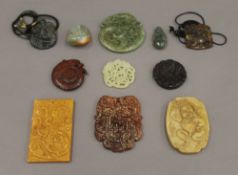 A quantity of Chinese jade carvings, etc.