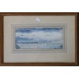 A collection of four watercolours including 'Yachts off Whitstable' and 'Passing the Woods,