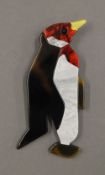 A Lea Stein style brooch formed as a penguin. 8.5 cm high.