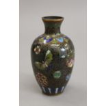 A small cloisonne vase. 9 cm high.