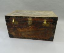 A late 19th century travelling trunk. 91 cm wide.