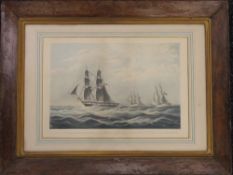 HUGGINS, Boats, hand finished print, dated 1834, framed and glazed. 42 x 29.5 cm.