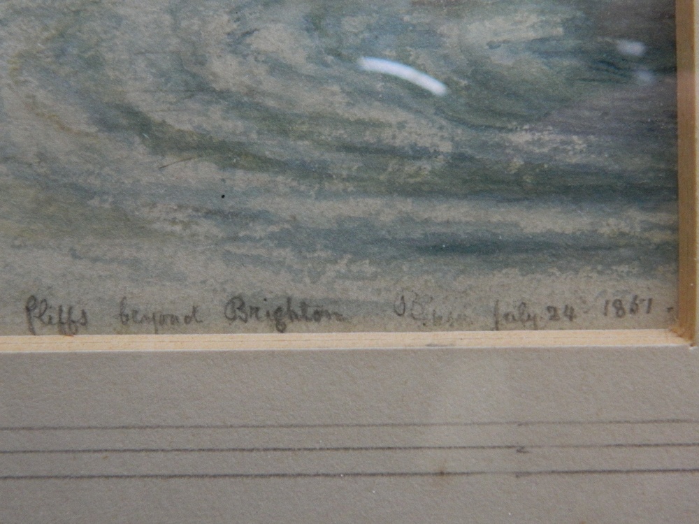 Cliffs Beyond Brighton, watercolour, indistinctly signed, dated July 24 1851, framed and glazed. - Image 3 of 3