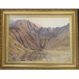 JOHN WILLIAM NORTH (1842-1924) British, Lake Scene with Mountains Beyond, watercolour,