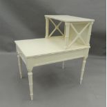 A white painted telephone table. 46 cm wide.