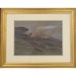 ARTHUR SEVERN, Moors on Fire, watercolour and gouache, signed, framed and glazed. 34 x 24.5 cm.