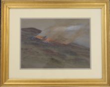 ARTHUR SEVERN, Moors on Fire, watercolour and gouache, signed, framed and glazed. 34 x 24.5 cm.