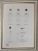 Princess Leia by The Retro Draughtman, print, signed, framed and glazed. 17 x 25.5 cm.