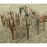 Three wrought iron planters