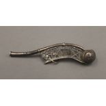 A silver bosun's whistle. 12.5 cm long. 28.8 grammes.