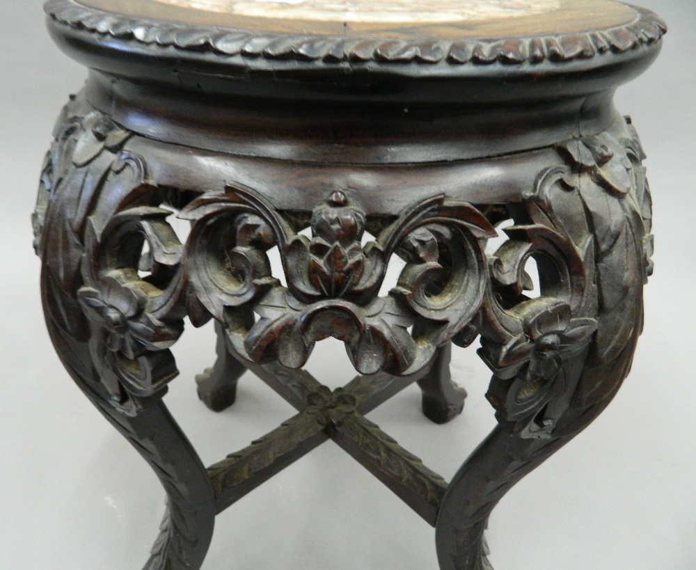 A Chinese marble topped stand. 49 cm high. - Image 3 of 5