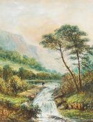 SCOTTISH SCHOOL (19th century), Fishing at Glencoe, watercolour, unsigned, framed and glazed.