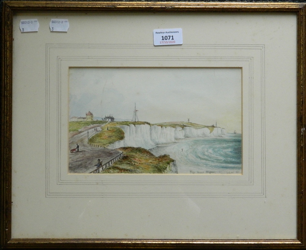 Cliffs Beyond Brighton, watercolour, indistinctly signed, dated July 24 1851, framed and glazed. - Image 2 of 3