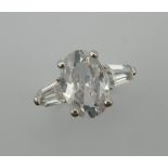 A silver cubic zirconia ring. Ring Size P.