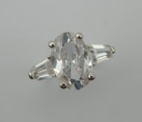 A silver cubic zirconia ring. Ring Size P.