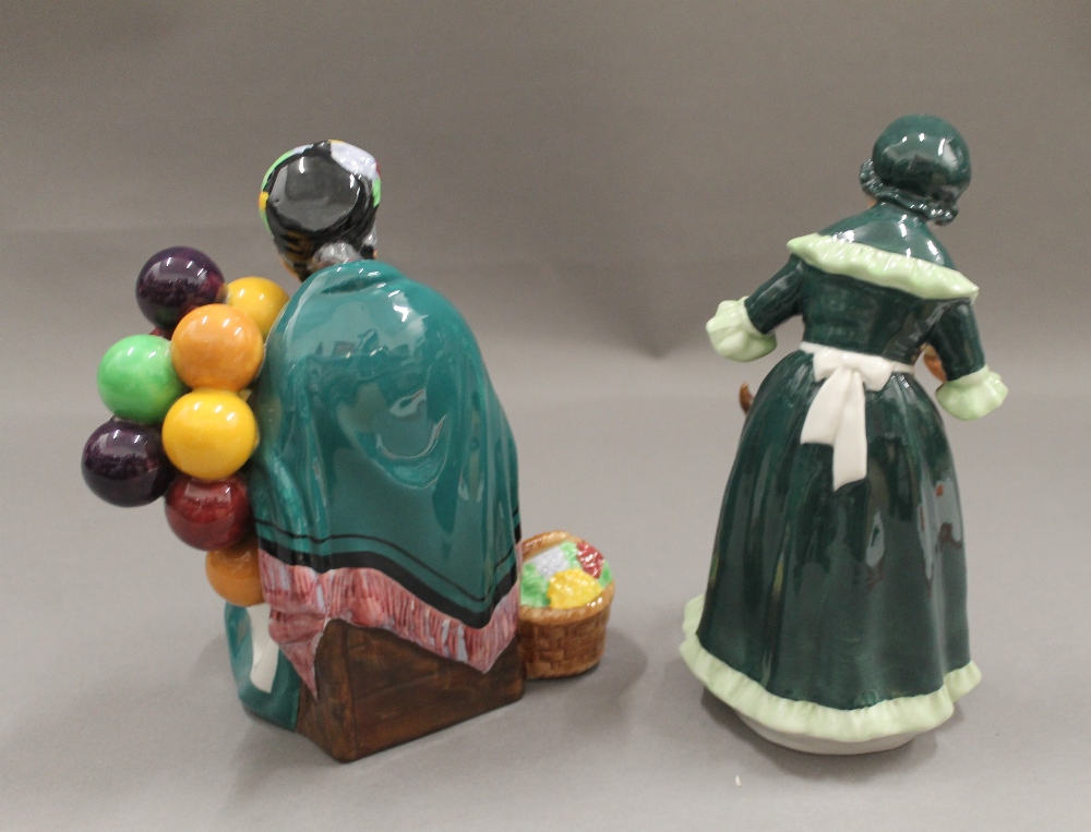 Two Royal Doulton figurines, The Old Balloon Seller HN1315 and Old Mother Hubbard HN2314. - Image 2 of 4