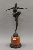 An Art Deco style bronze dancer. 53 cm high.