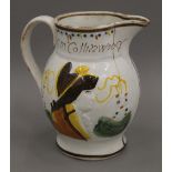 A 19th century Staffordshire Admiral Collingwood and Nelson jug. 15 cm high.
