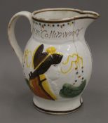 A 19th century Staffordshire Admiral Collingwood and Nelson jug. 15 cm high.