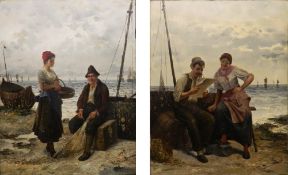 FRIEDERICH REGINALD DONAT (1830-1907) Belgian, Conversations on the Shore,